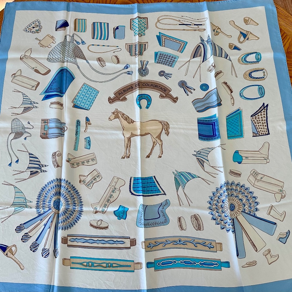 Hermes~Albums De Colportage Scarf-Blue